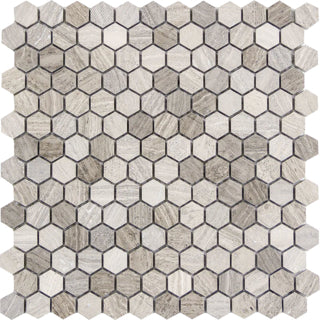 Emser Metro 12"x12" Hexagon Mix Mosaic 1" Gray