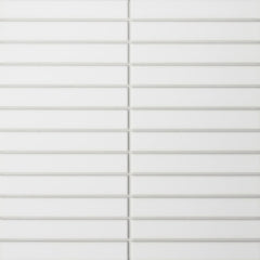 Bedrosians Le Cafe 1" x 6" Straight Stack Mosaic Matte  White