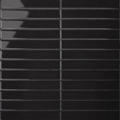 Bedrosians Le Cafe 1" x 6" Straight Stack Mosaic Glossy  Black