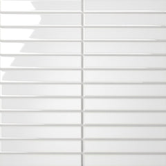 Bedrosians Le Cafe 1" x 6" Straight Stack Mosaic Glossy  White