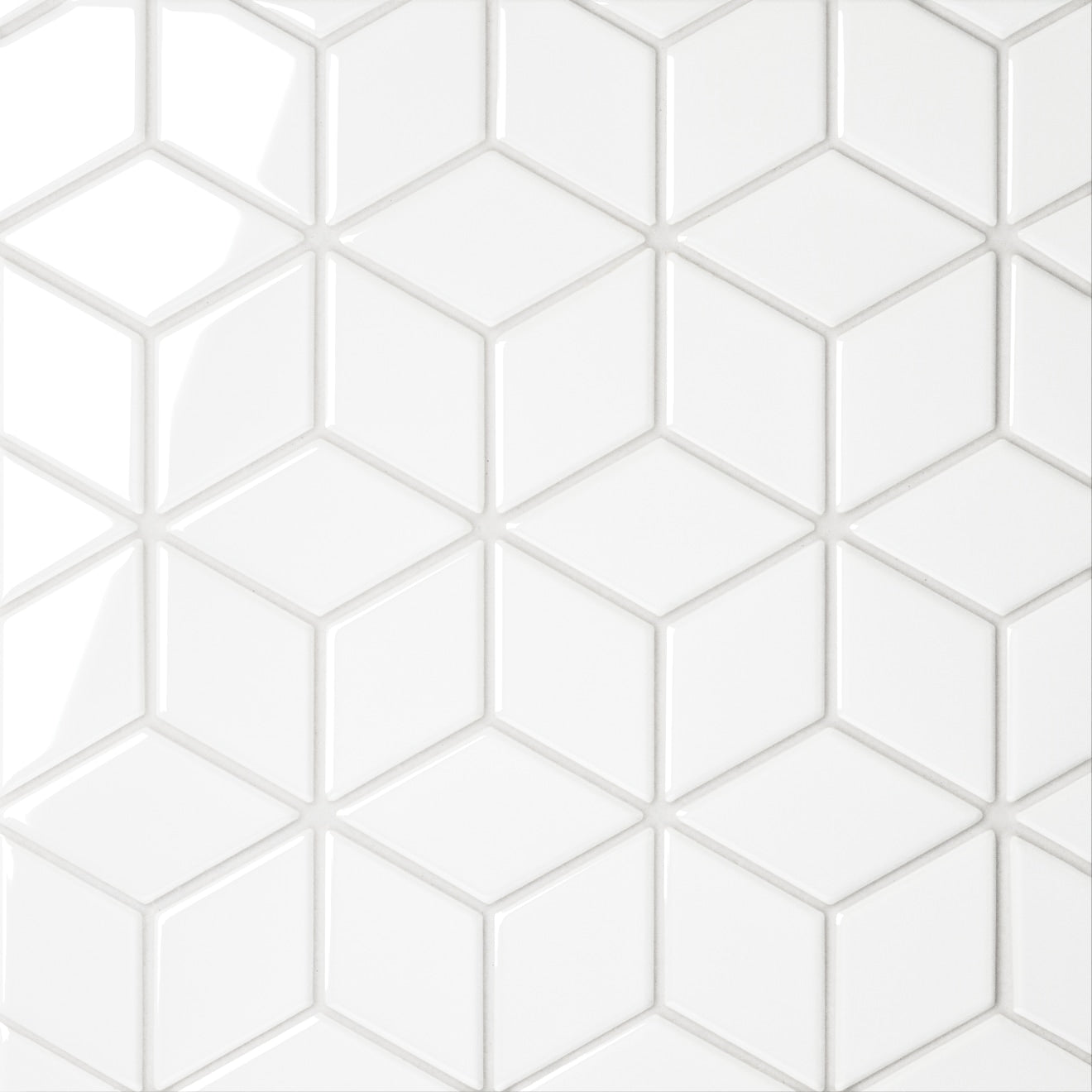 Bedrosians Le Cafe 2" x 3" Diamond Mosaic Glossy White