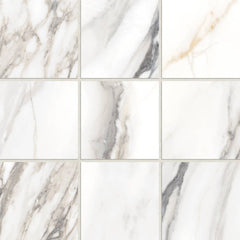 Bedrosians Prati 12"x12" Mosaic 4"x4" Honed Calacatta Borghini Warm