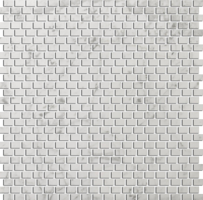 Emser Bianco 12"x12" Off-set Mosaic 0.5"x1" Marble Bianco Giaio