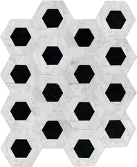 Emser Bizou 11"x13" Damask Mosaic Polished White/Black