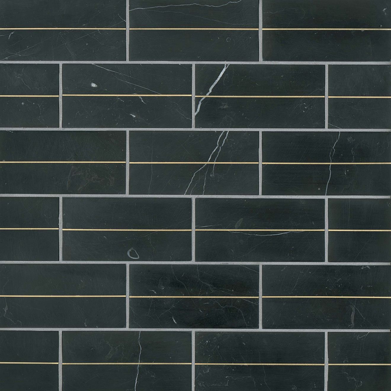 Bedrosians Ferrara Decorative Tile W-Brass 3" x 6" Nero