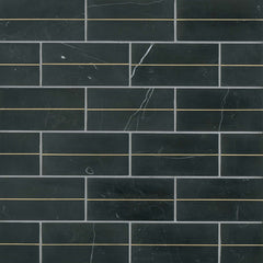 Bedrosians Ferrara Decorative Tile W-Brass 3" x 6" Nero