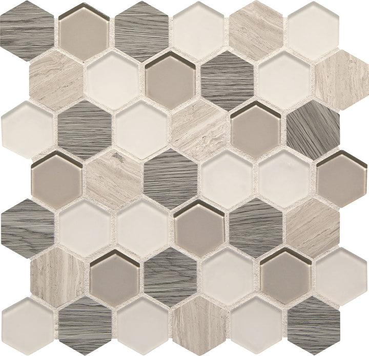 Daltile Idyllic Blends 11" X 11" Hexagon Mosaic Serene Storm