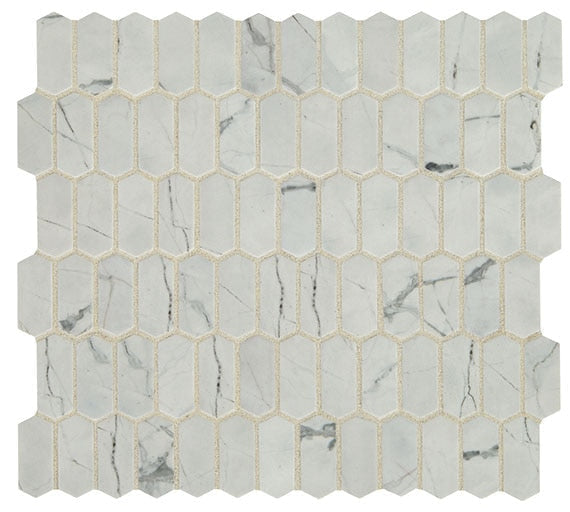 Daltile Fanfare Statuette 1" X 2" Picket Mosaic Silver Satin