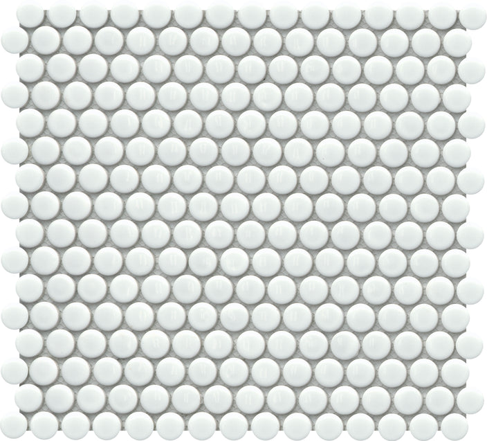 Emser Influence 11"x12" Penny Round Mosaic 1"x1" Polished White