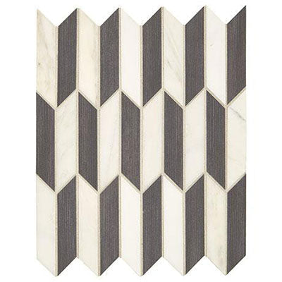 Marazzi Castellina Stone Mosaic 11" X 12" Neo Arrow White And Midnight Gray