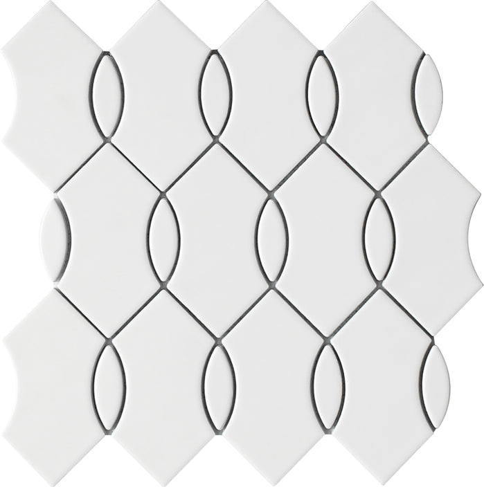 Emser Mythos 12"x12" Wave Mosaic 3"X5.6" White