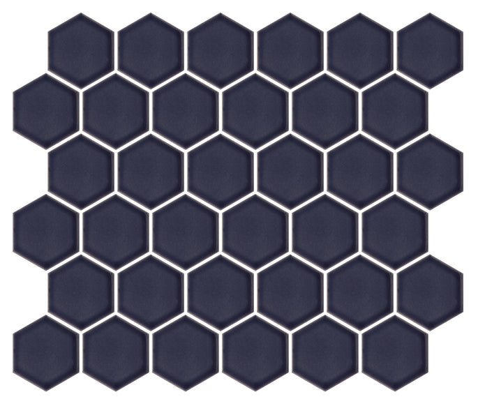 Emser Savvy 11"x12" Hexagon Mosaic 2"x2" Polished Navy