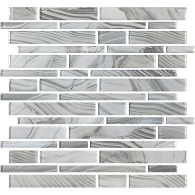 American Olean Refluence 12" X 12" Translucent Glass Mosaic Stream