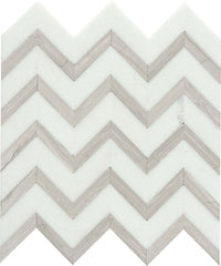 Emser Bizou 12"x13" Chevron Mosaic Polished White/Cream