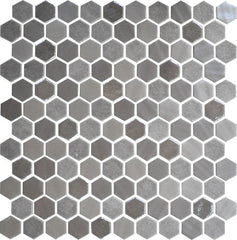 Daltile Uptown Glass 11" X 12" Hexagon Mosaic 1" Mixed Frost Moka