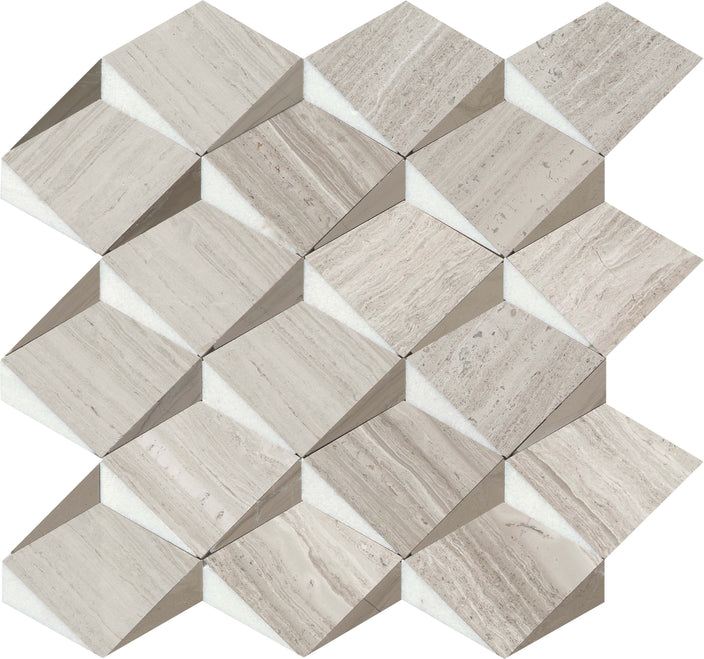 Emser Bizou 13"x13" Crest Mosaic Polished Cream/White