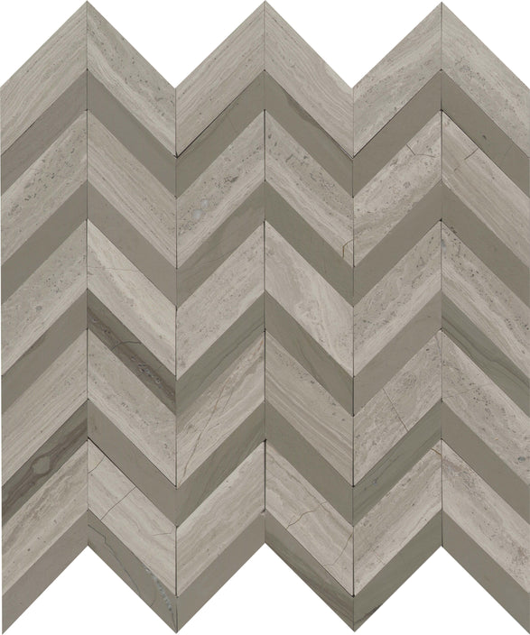 Emser Bizou 12"x13" Chevron Mosaic Polished Cream/Taupe
