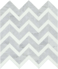 Emser Bizou 12"x13" Chevron Mosaic Polished White/White