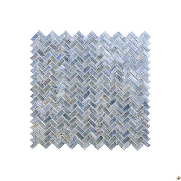 American Olean Novelty 12.5" X 12.5" Herringbone 3D Effect Fusion Glass Mosaic Lapis