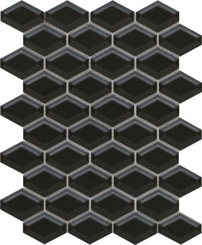 Emser Catch 10" X 13" Beveled Wide Hex Mosaic 2" X 2" Black 