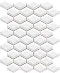 Emser Catch 10" X 13" Beveled Wide Hex Mosaic 2" X 2" Ice 