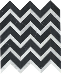 Emser Bizou 12"x13" Chevron Mosaic Polished Black/White