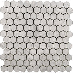 Emser Marble 12" X 12" Hexagon Mosaic 0.37" X 1"  Silver 