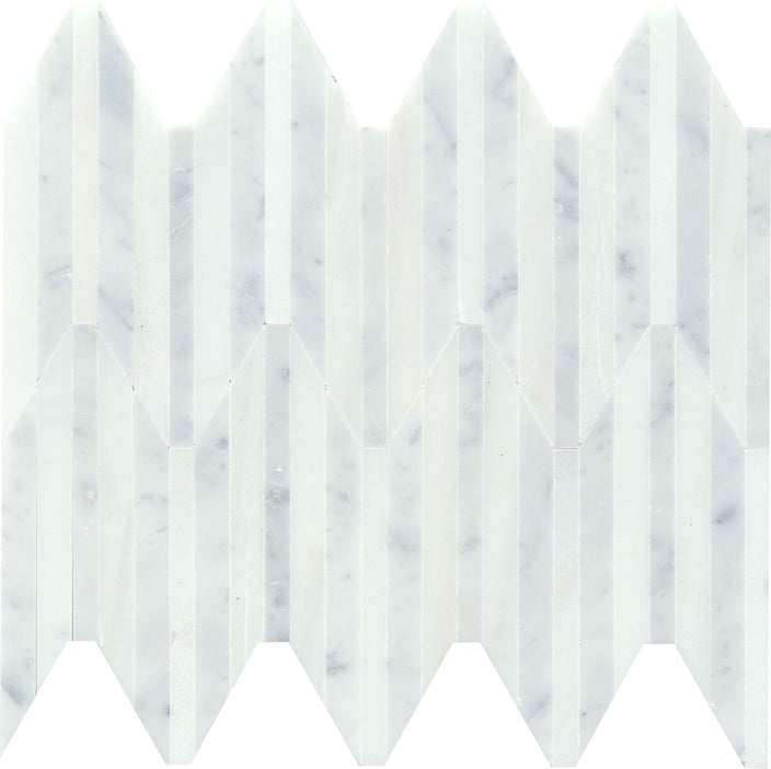 Emser Bizou 10"x12" Peak Mosaic 0.57"X5" Polished White